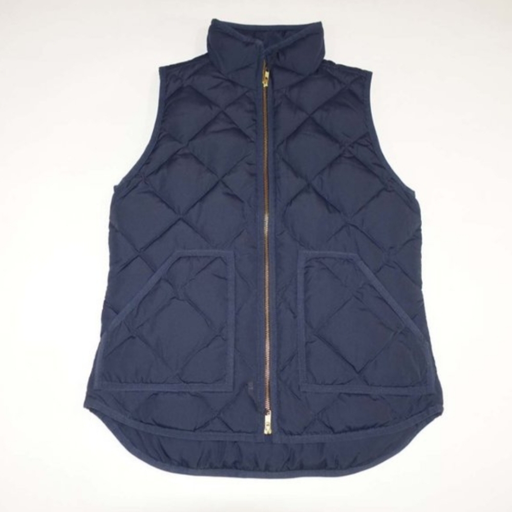J Crew Quilted Down Puffer Vest In Navy Size XXS